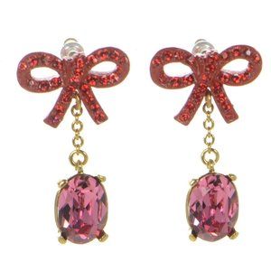 Oscar de la Renta Crystal Bow Drop Earrings